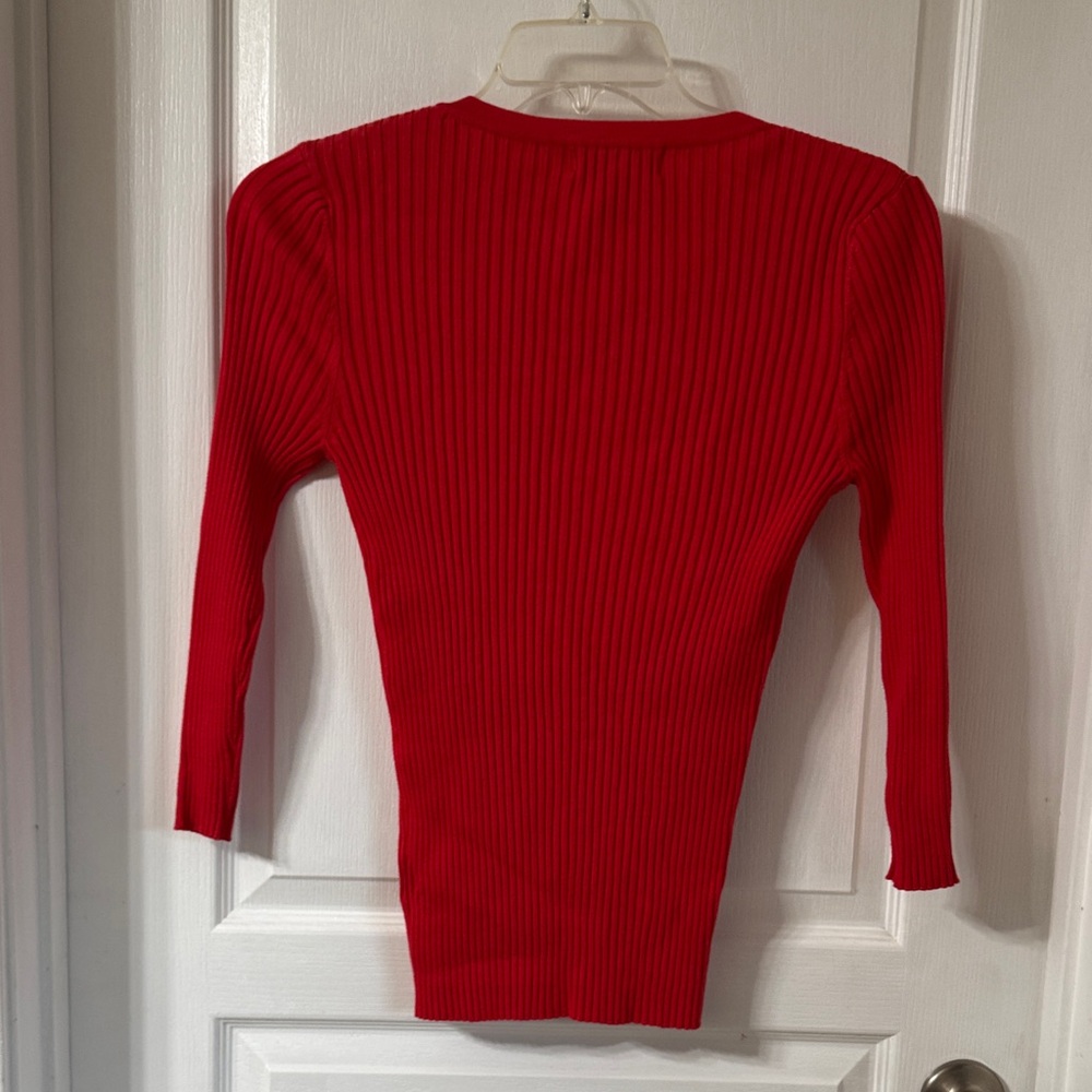 Philosophy Vibrant Red Ribbed Knit Top - Picture 6 of 7